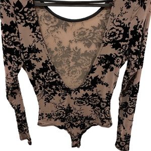 Only Worn Once ! Mesh and black long sleeve body suit